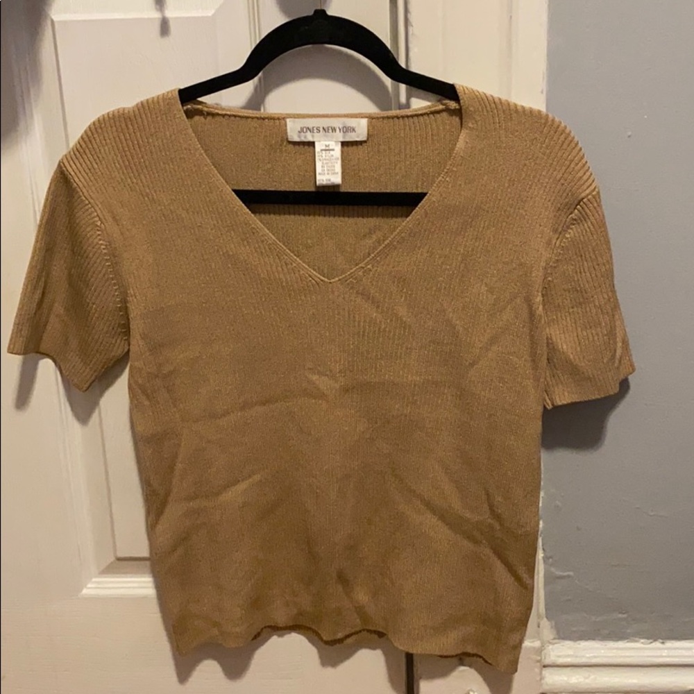 Jones New York ribbed tan blouse (M)